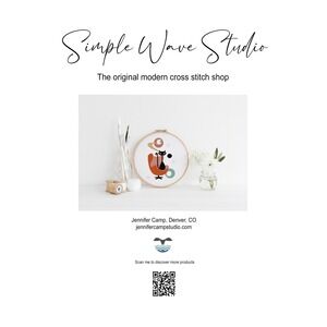 Black Cat Mid Century Atomic Cat Art Counted‎ Cross Stitch Pattern KIT